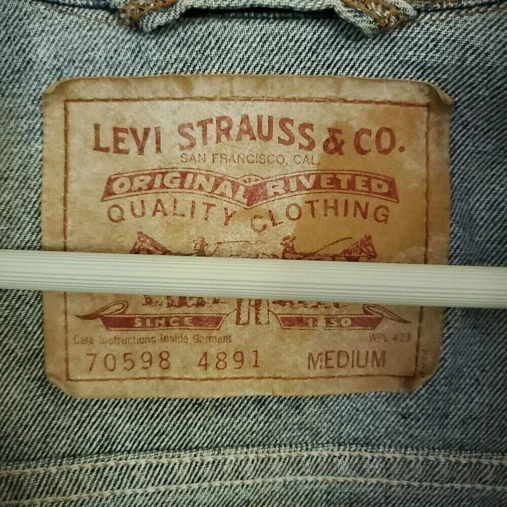 Vintage Levis Big E Type 3 Denim Trucker Jean Jacket Med Made in USA Medium Wash - Picture 4 of 16